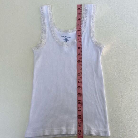 Brandy Melville White Ribbed Lace Trim Tank Top One Size - Picture 5 of 5